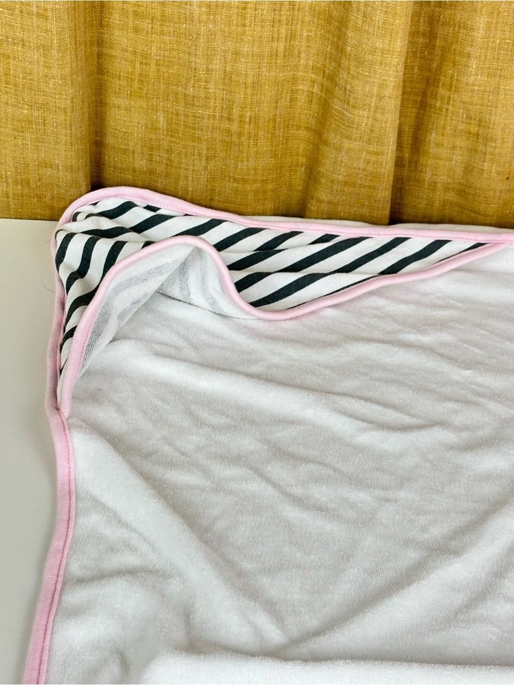 Pink-Trim Baby Hooded Towel + 3 Washcloths